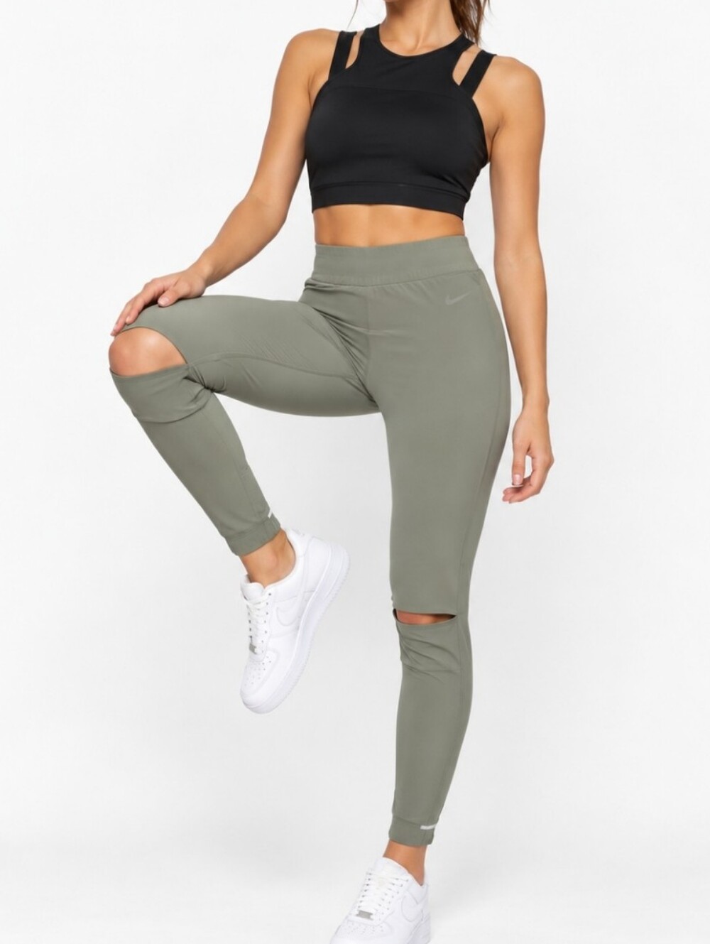 Nike sportswear tech pack split knee leggings size small Performance Green